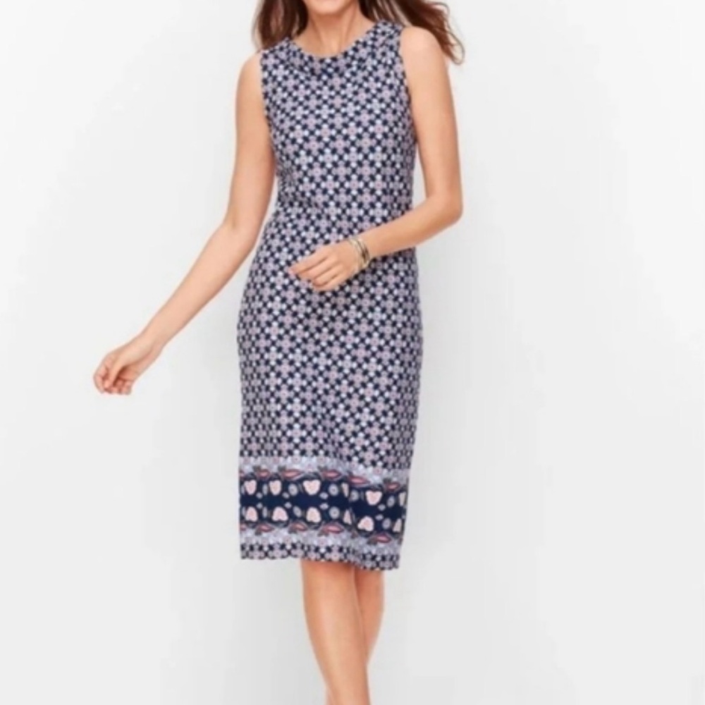 AUDREY KNIT SHIFT DRESS - BORDER PRINT